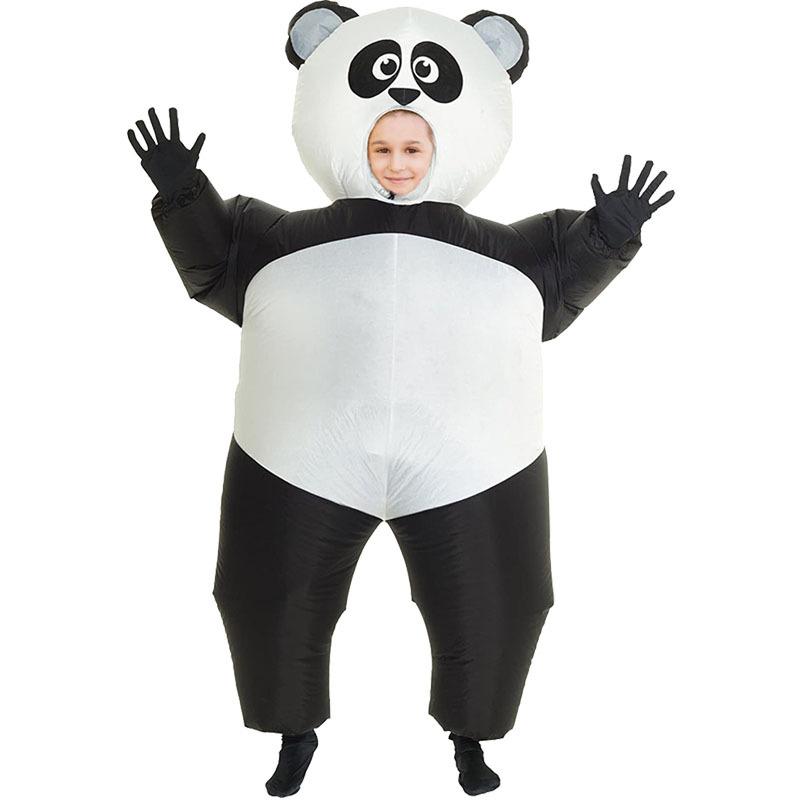 Déguisement Gonflable Panda pour Enfants Adultes Mascotte Drôle Cosplay Costume à Air Soufflé Carnaval Déguisement Dessin Animé Tenue Parent-Enfant Festival One Size