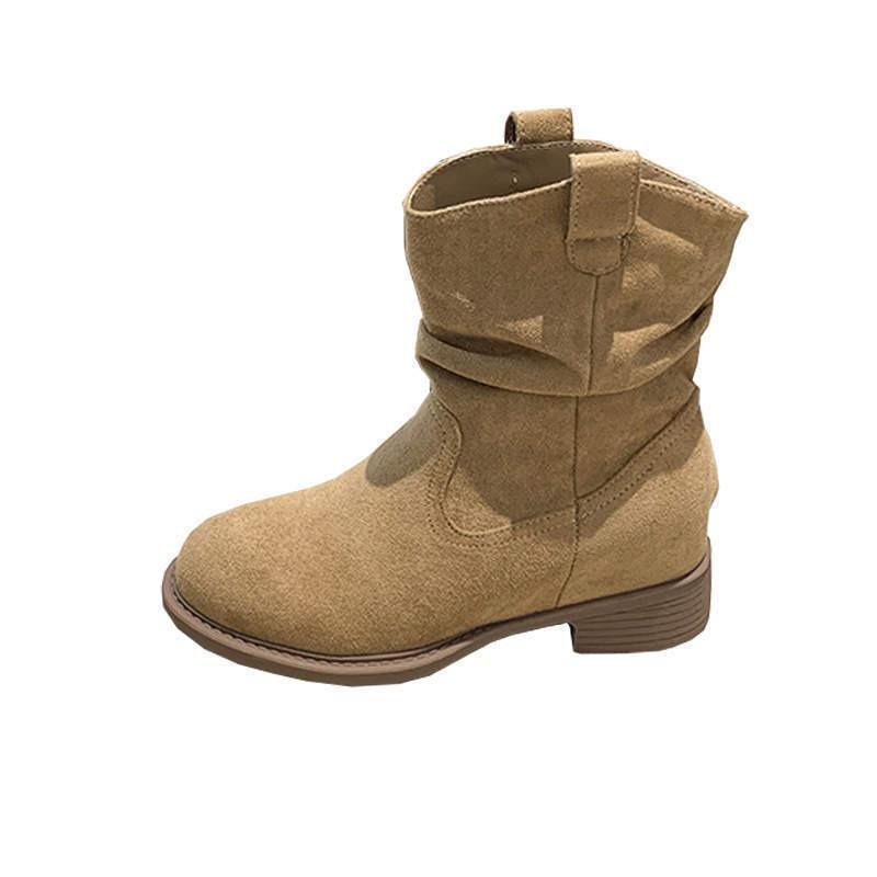 Shoes women's versatile western cowboy Martin boots women's new wasteland wind thick heel heightening pile boots short boots