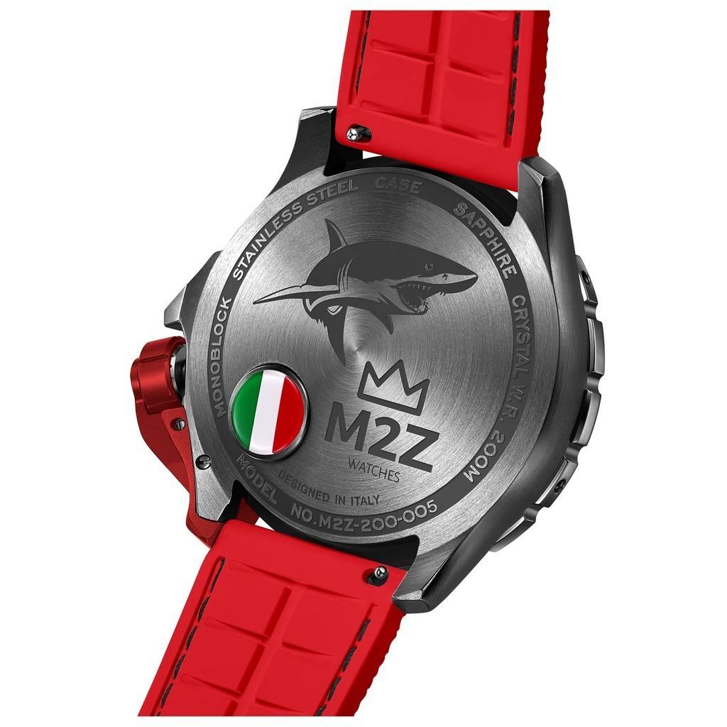 M2Z Diver 200 Saphirglas Rotes Armband Schwarzes Zifferblatt Automatik 200-005 200M Herrenuhr