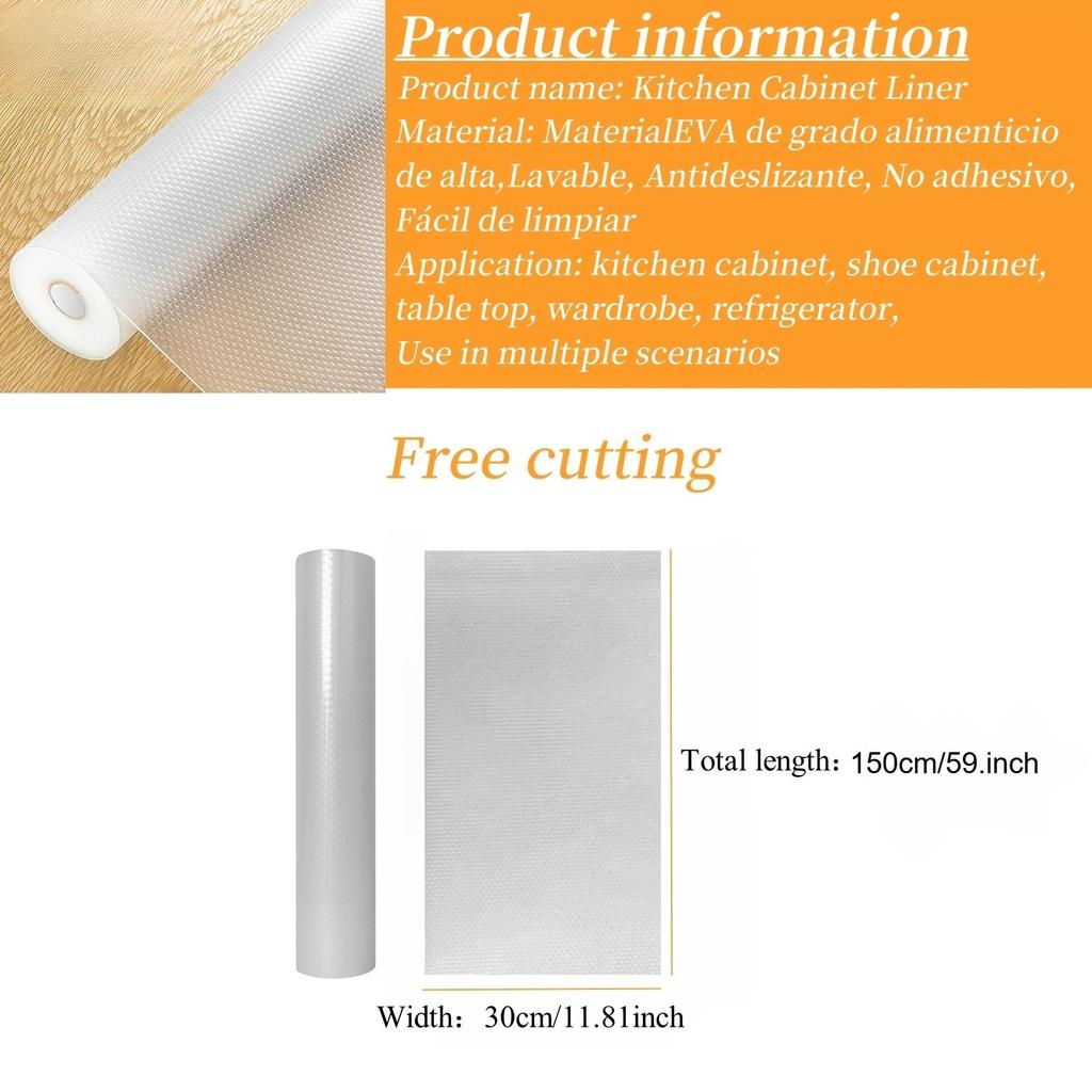 5PCS Translucent white non-slip drawer liner, oil-resistant kitchen protective mat, easy to clean, non-slip surface.