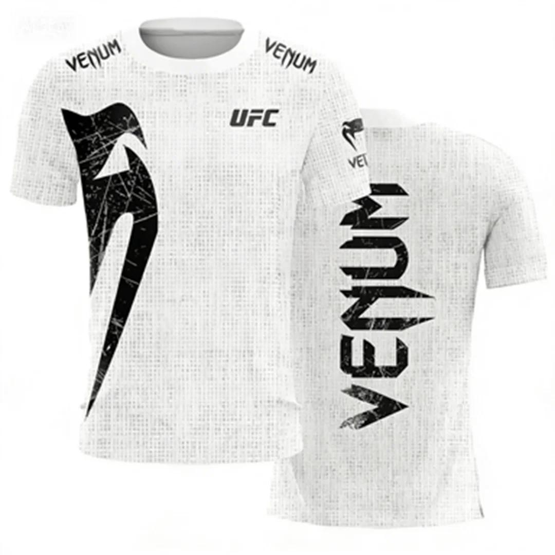Heißer Sommer Verkauf UFC Boxen Kampf Wettbewerb Herren T-Shirt Mode Schnelltrocknend Lässig Atmungsaktiv Rundhals Kurzarm Oberteile 6XL white