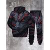 Men'S 3D Dragon Graphic Hoodie And Jogging Pants - Trendy And Comfortable Attire for Spring And Autumn