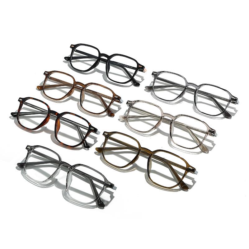 Women's Korean Polygonal Glasses, Myopia/Plano Lenses, Anti-Blue Light, Slimming for Large Faces, TR90 Bare Face Frame
