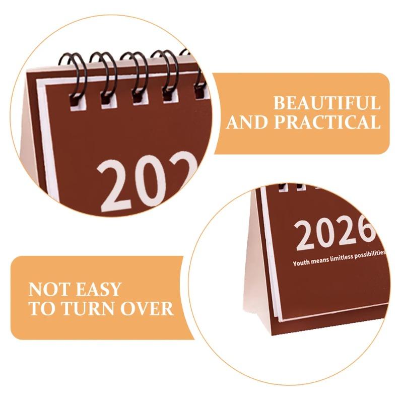 2026 Mini Simple Desk Calendar Creative Spiral-Bound Calendar for Desktop Decoration & Office Stationery Small Desk Calendar
