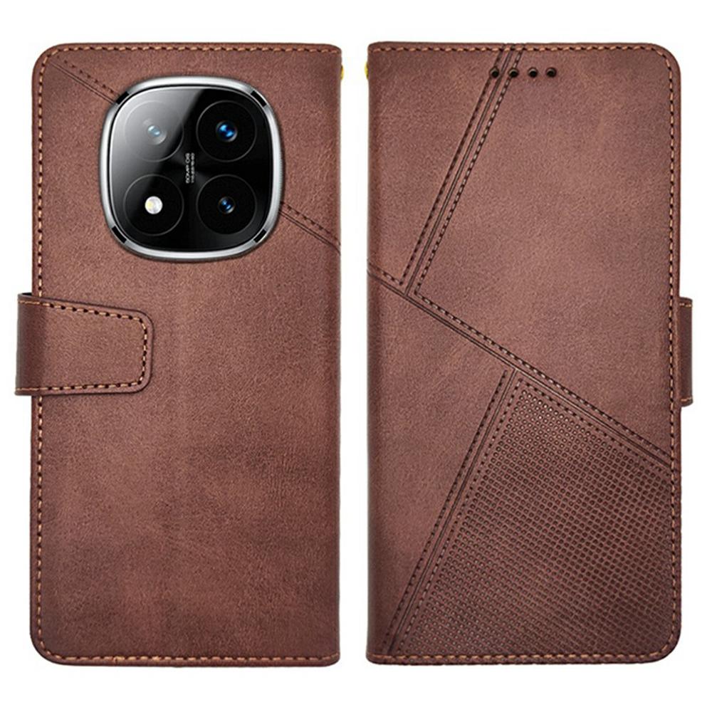 

IDEWEI Для Xiaomi Redmi Note 14 Pro 5G/Poco X7 5G Чехол Кожаный Кошелек Чехол для Телефона Подставка Текстура Теленка Coffee