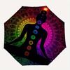 Chakra Meditation Yoga Poster: Vibrant Energy Balance Artwork Umbrella, Cute Umbrella with Cute Design, Portable 3-Fold Compact Umbrella for Men & Wom