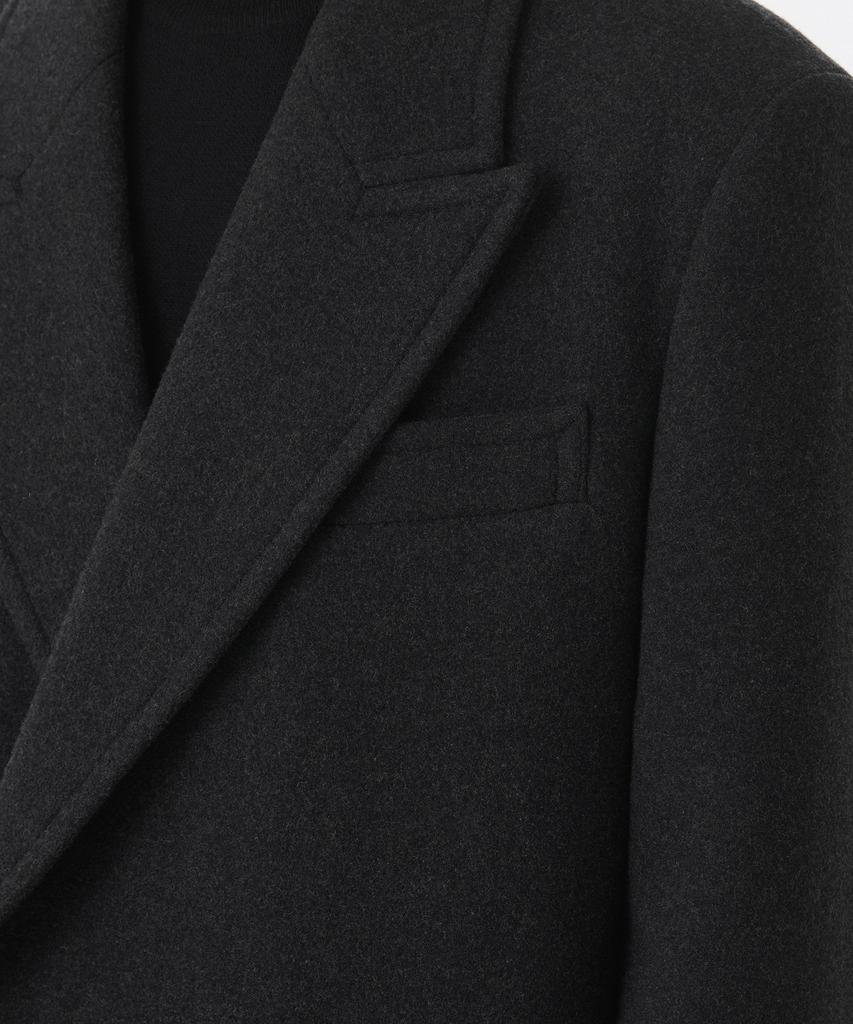 Musinsa Standard Wool Blend Daddy Shoulder Long Polo Coat [Charcoal Grey]