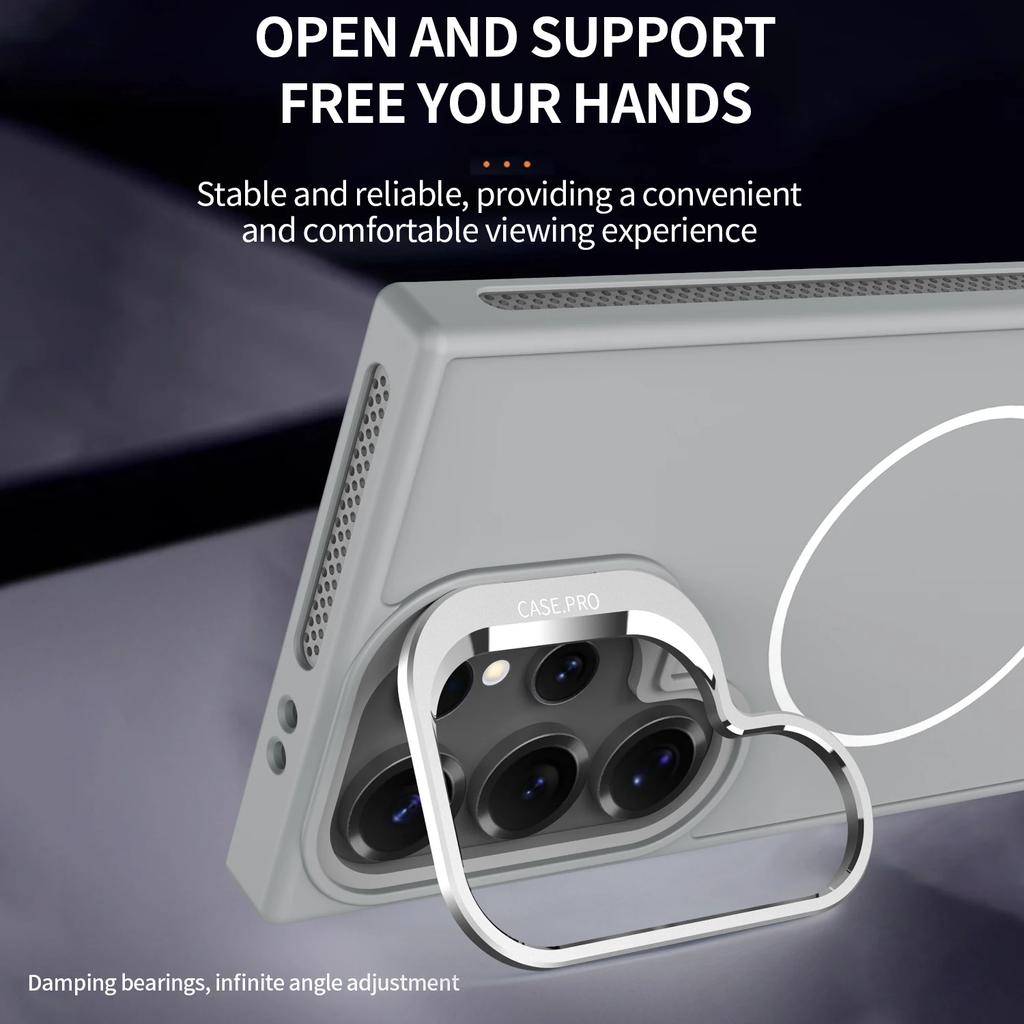 Invisible Bracket Cooling Function Case for Samsung Galaxy S25 S24 Ultra with MagSafe Wireless Charging Drop Protection Cover