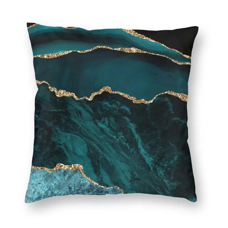 Home Decor Pillowcase Abstract Marble Pattern Cushion Cover Turquoise Aqua Blue Swirl Car Fashion  45x45cm