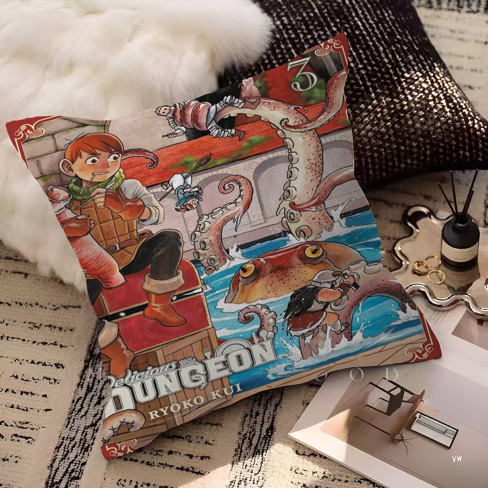 

Anime Delicious in Dungeon Pillow Gift Home Office Decoration Bedroom Sofa Car Cushion Cover case 45x45 12x12Inch