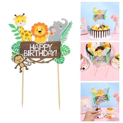 Birthday Baby Shower Jungle Animals Cake Toppers Birthday Party Decor Cake Picks Cake Decoration