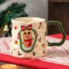 Christmas Ceramic Cup with Handle High End Coffee Cup Household Cartoon Light Luxury High Quality Mug