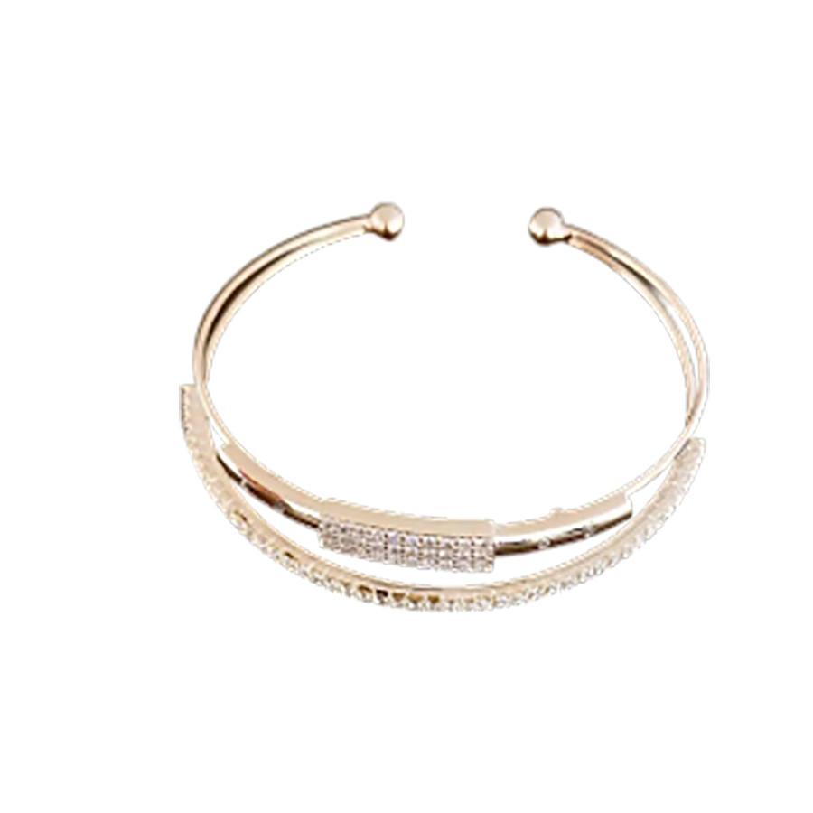 Copper Zircon Square Bangle For Women With Elegant Design For Office Wear