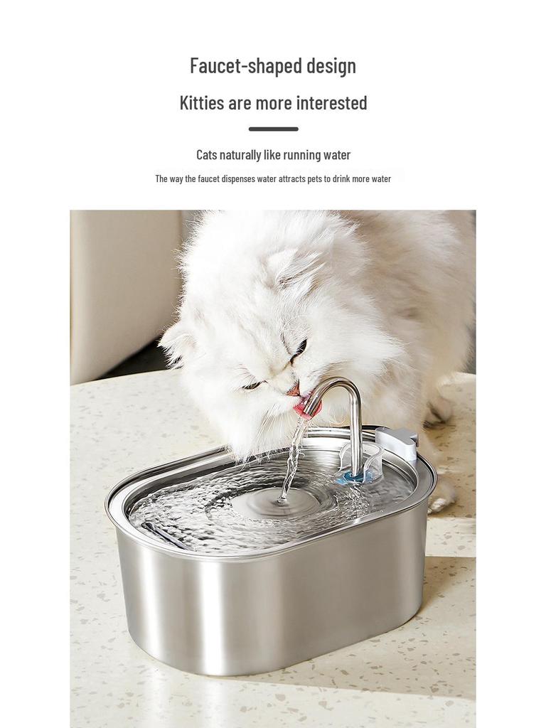 3.2L Stainless Steel Automatic Pet Water Fountain for Cats and Dogs