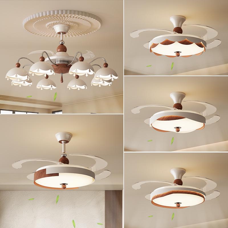 Creative French Chandelier Eggshell Fan Light for Living Room & Bedroom