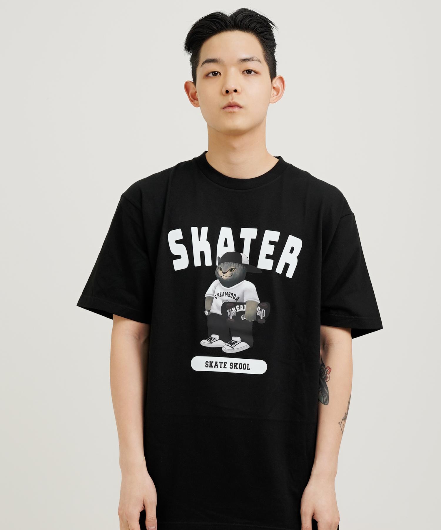 Cream Soda Lab Gray Skater Short Sleeve T-Shirt Black White L