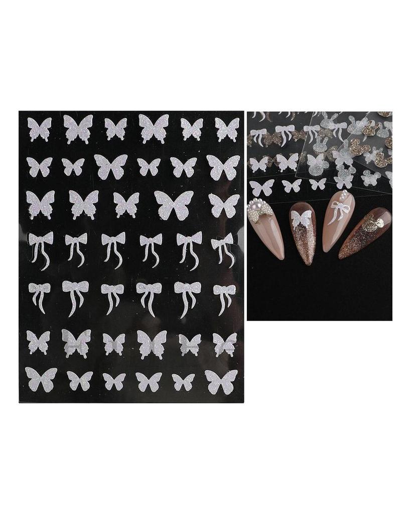 Laser Nail Stickers Butterfly Heart Star Design Adhesive Slider Decals Nail Art Stickers Manicure Decorations