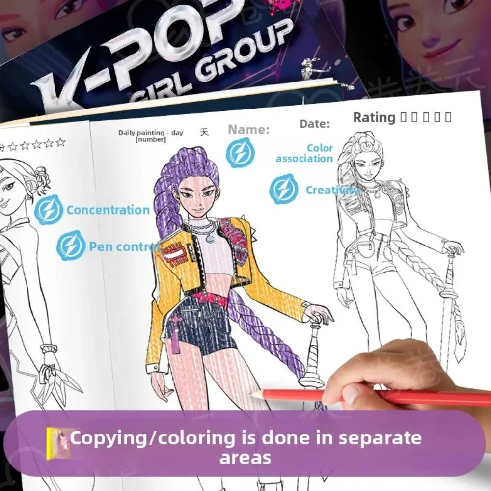 Libro da Colorare Periferico Anime Gruppo Cacciatori di Streghe - Line Art Libro da Pittura per Bambini, Regalo Divertente Creativo per Bambini