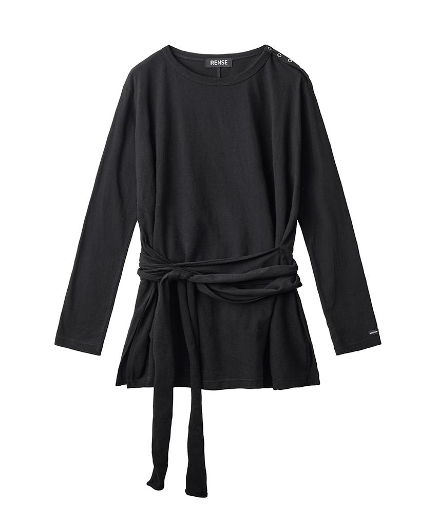 Lense Wrap-Tie Long Sleeve Tee Black