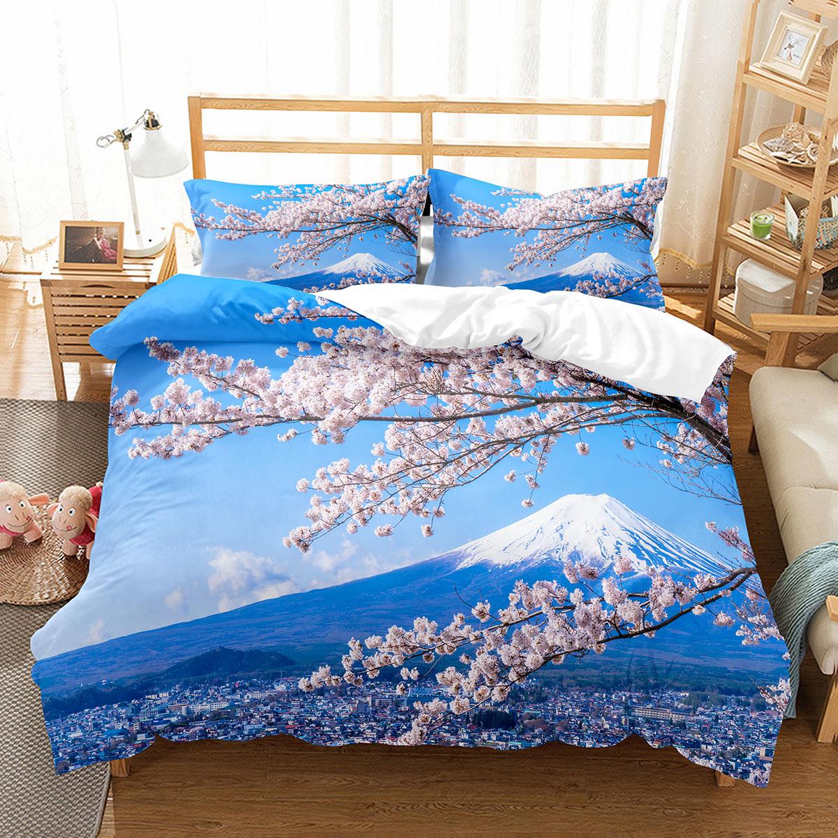 

Comforter Cherry Blossoms King Queen Full Size Pink Flower Polyester Comforter For Kids Teens Adults Bedding Set Comforter (quilt)-EU Single(135*200cm)3pcs