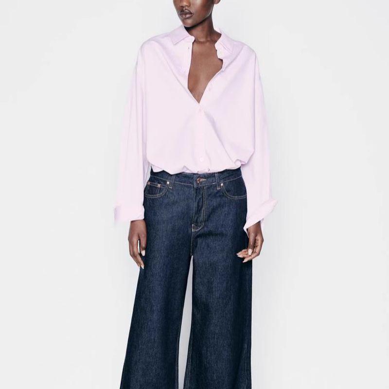 Spring New Women's Clothing Daily Commuter's All-Matching Loose Comfortable Long Sleeve Lapel Casual Shirt 8511772