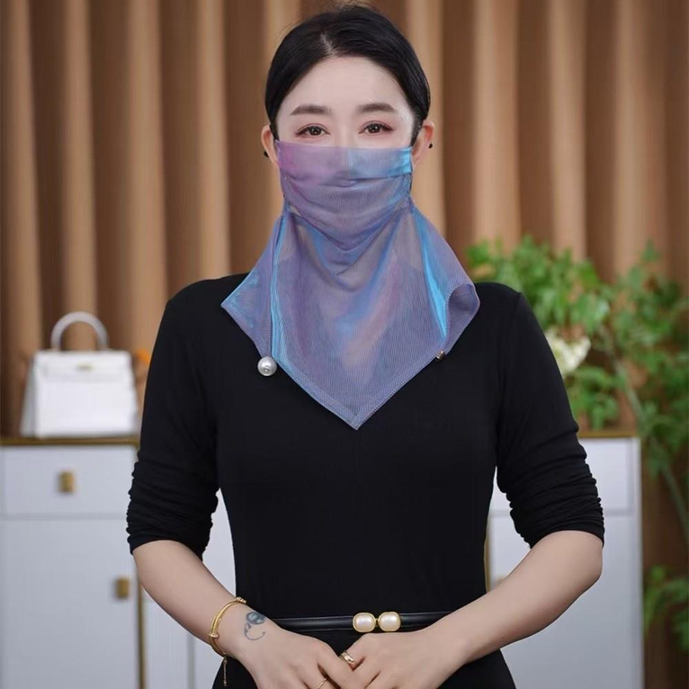Magnetic Summer Sun Protection Veil Multi-functional Women's Solid Color Gauze Scarf