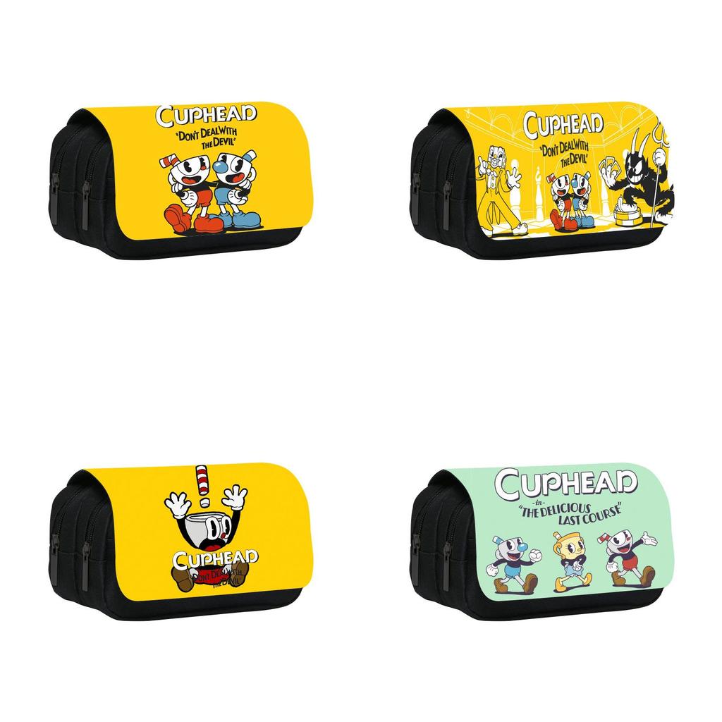 Cuphead Themed Travel Pencil Bag With Durable Polyester Material For Teens And Kids