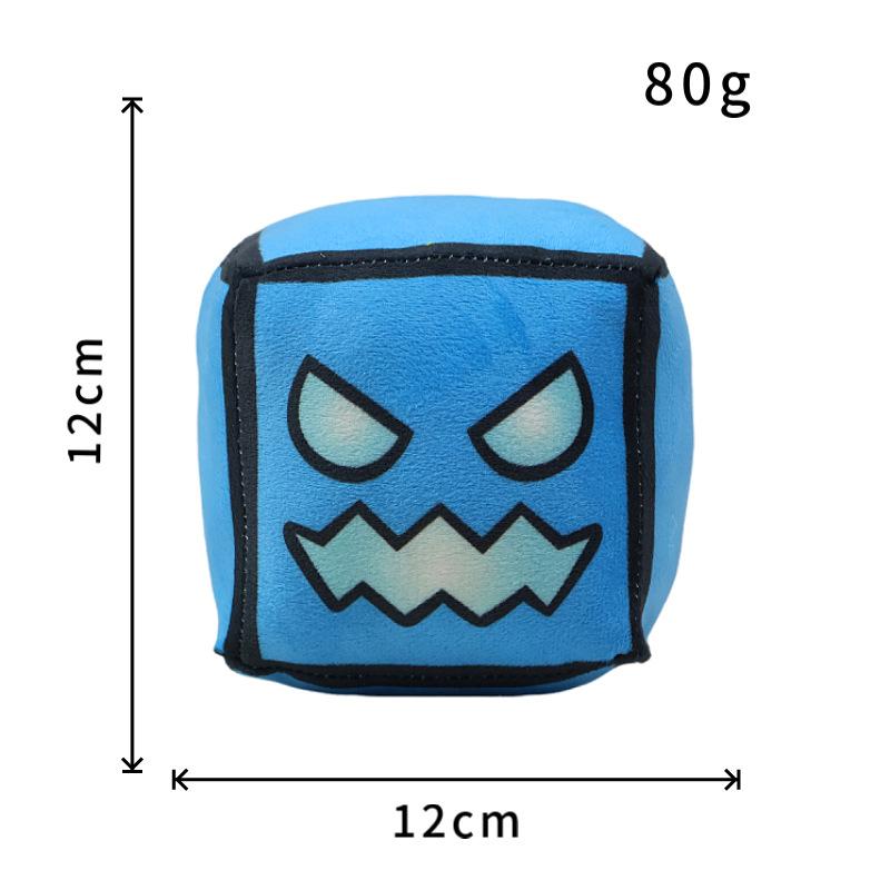 Juguetes de Peluche Cubo Geometry Dash Almohada Pequeña Muñeco de Peluche Relleno Colgante Cuadrado Juego Lindo Decoración para el Hogar Regalo de Cumpleaños para Niños