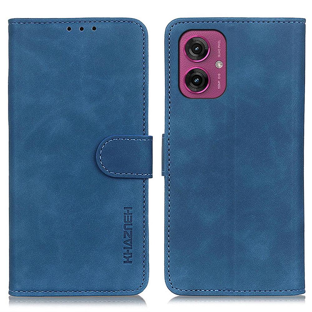 

KHAZNEH For Motorola Moto G55 5G Case PU Leather Retro Texture Phone Cover Blue