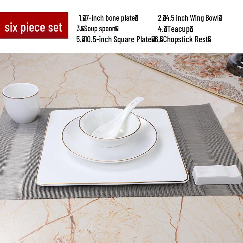 Tian Ya Jing Elegant Gold Trim Ceramic Tableware Set