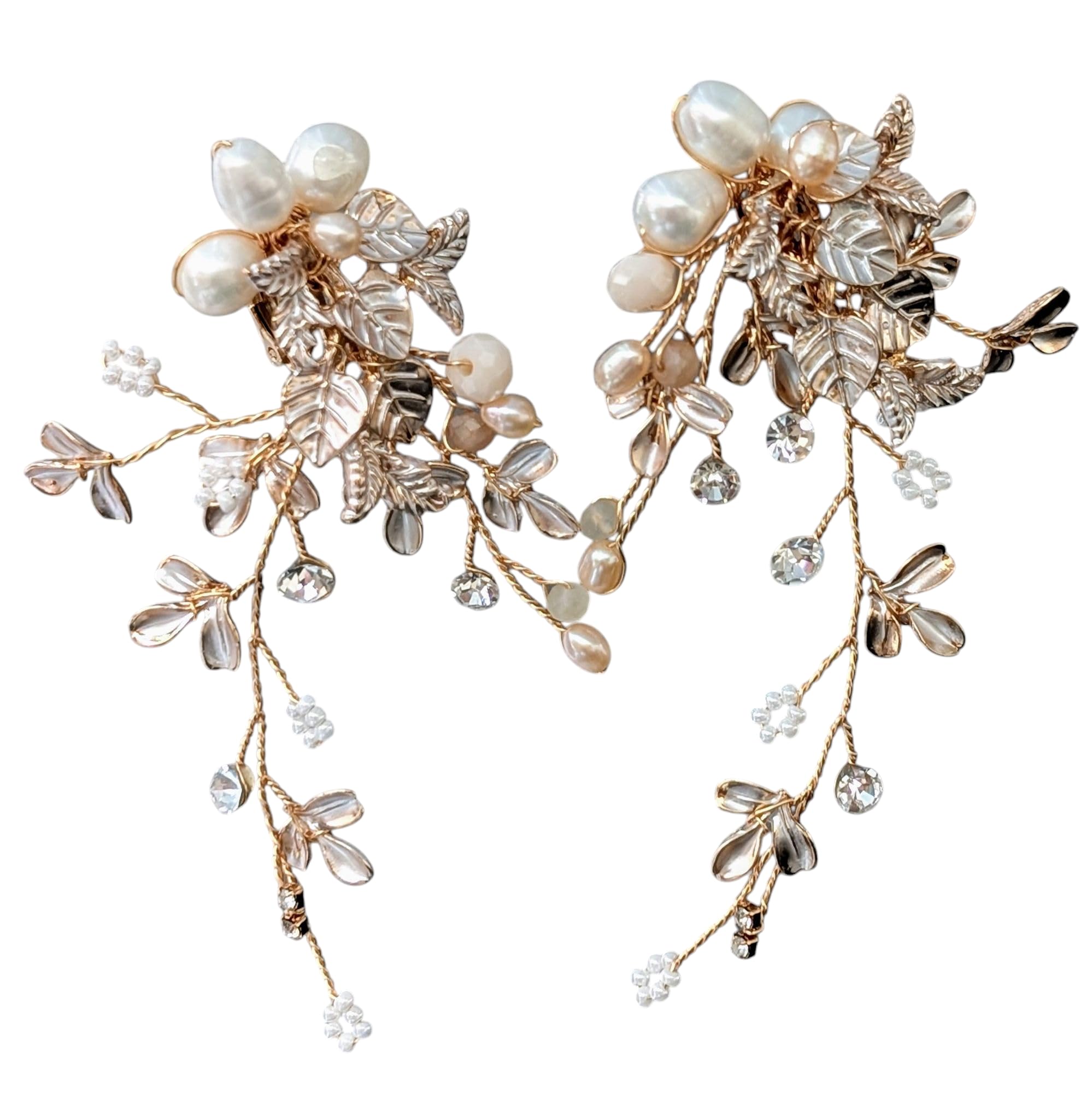 

Веточка Аксессуары для ушей Свадьба Ботанический Натуральный Проволока Пресноводный Жемчуг Цветок Свадебная Свадебная Веточка [irismile] (Жемчужные серьги)