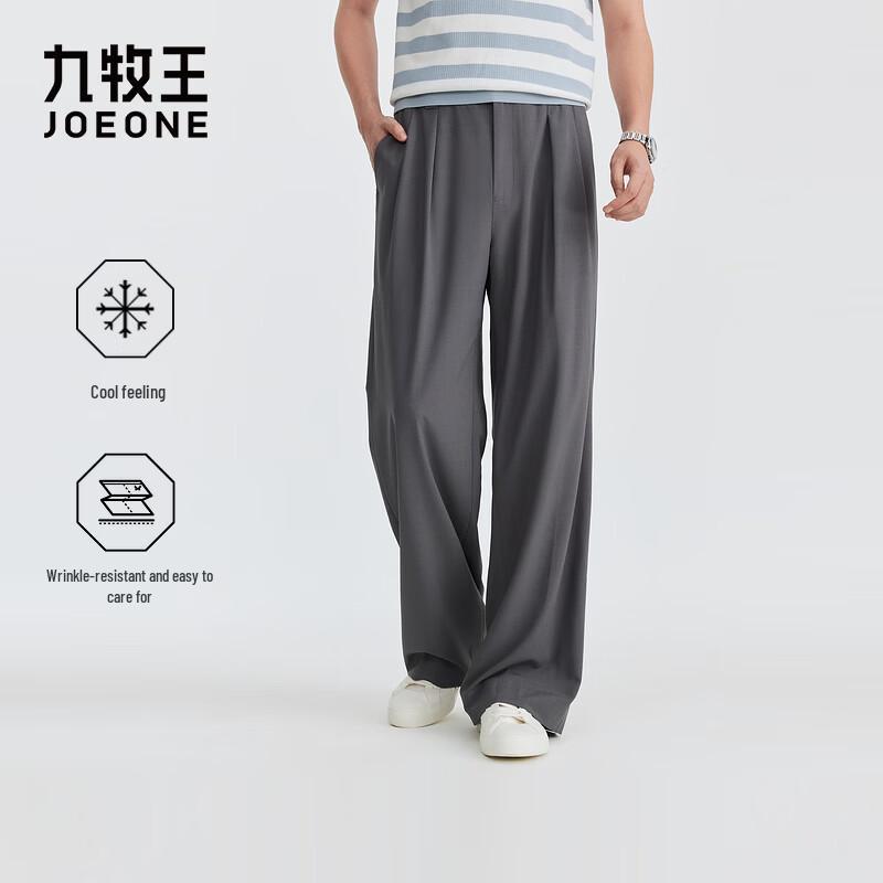 Joeone Men s Wide-Leg Wrinkle-Resistant Business Casual Trousers 180/90B