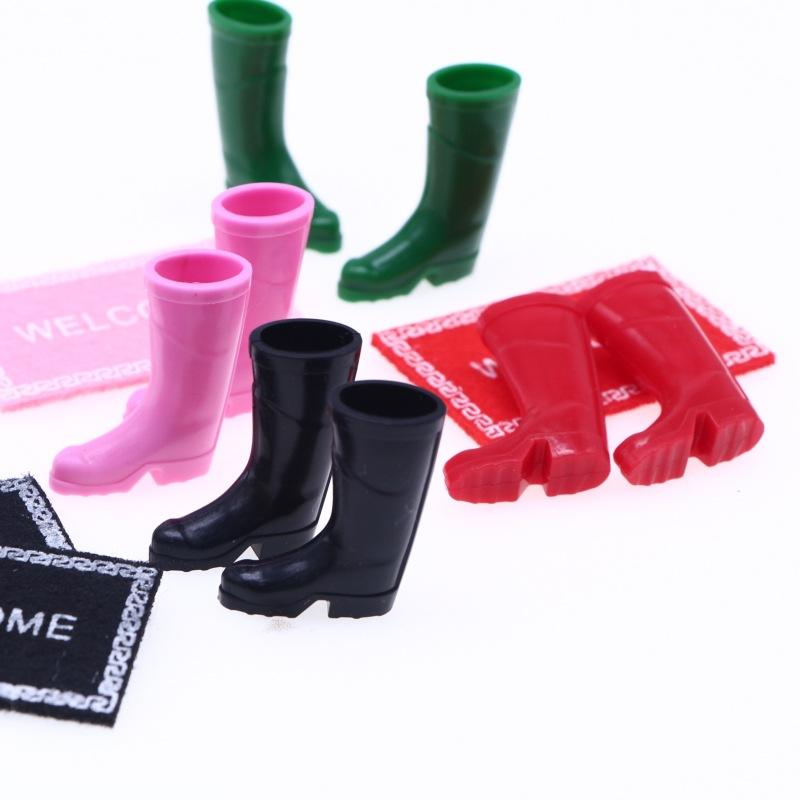 1Pairs 112 Scale Dollhouse Miniature Red Blue Black Rubber Rain Boots Home Garden Yard Decoration Dolls Accessories