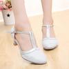 Silver Toe Women's Medium High Heel Latin Dance Shoes, Soft Sole, Closed Toe, Ballroom & Modern, Four Seasons