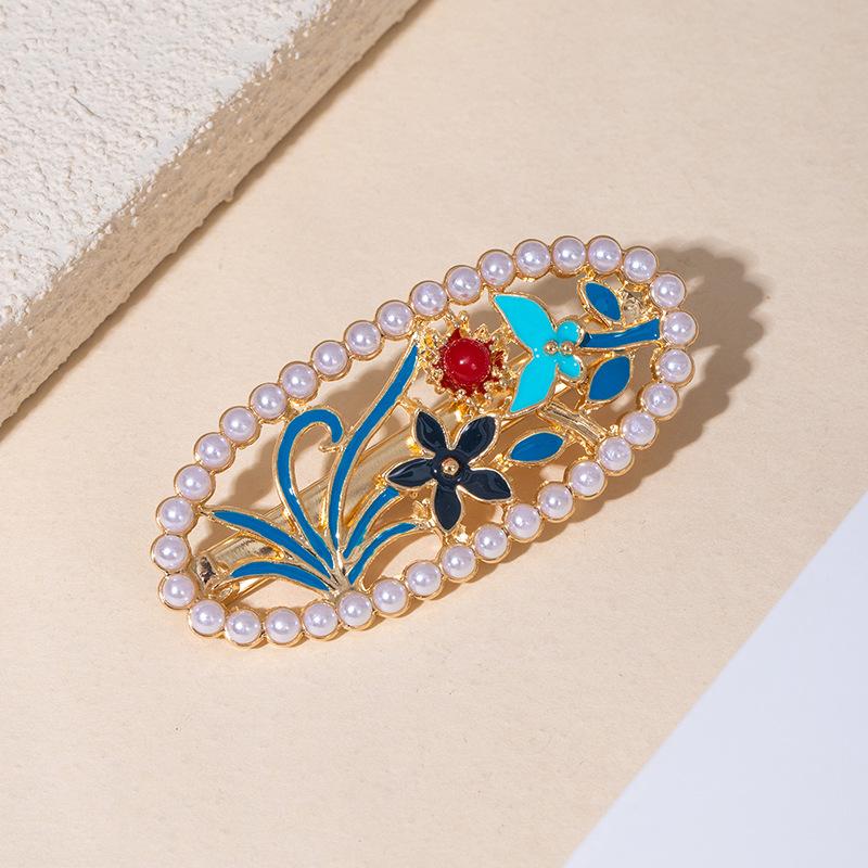 Style Ancien Bleu Brûlé Nuage Auspicieux Perle Frange Épingle à Cheveux Pince de Bordure Clip Haut de Gamme Accessoires pour Cheveux Épingle à Cheveux Headgear