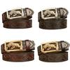 Classical Men Leather Belt with Convenient Automatic Buckle and Carved Beast Buckle Chinese Beast Head