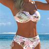 1011 nowy seksowny europejski i amerykański bikini z nadrukiem sznurowany kostium kąpielowy halter damski