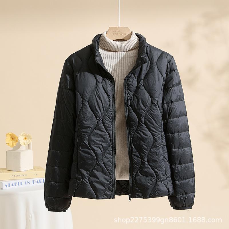 Autumn and Winter Stand-up Collar Light and Thin Women's Down Jacket White Duck Down Light and Warm Autumn and Winter Thin Large-size Jacket Han Chao