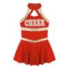 Girls Carnival Party Halloween Cosplay Cheerleading Uniform Outfit Sleeveless Crisscross Back Dress