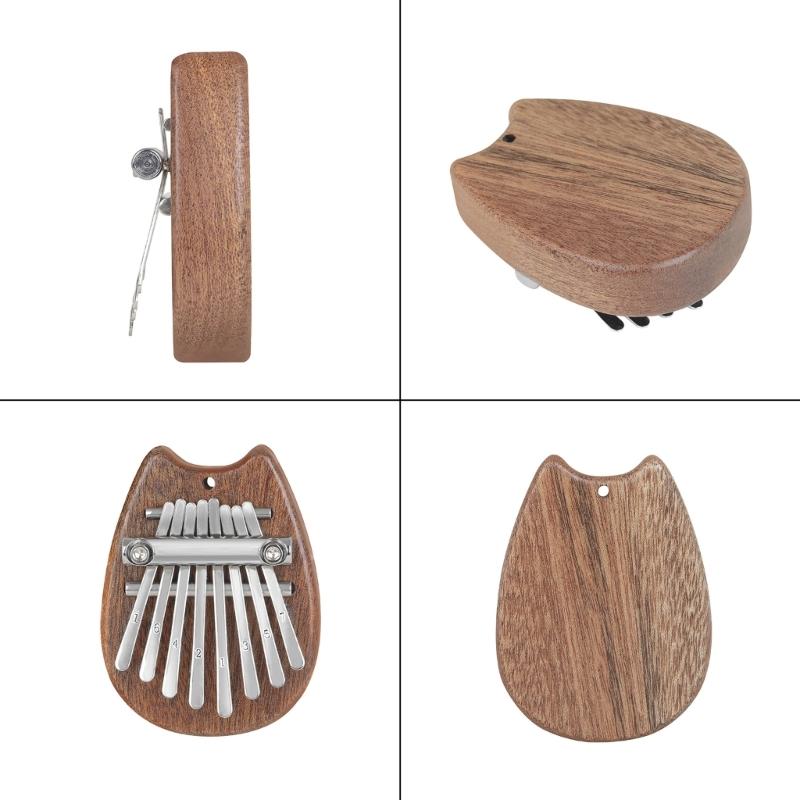 Portable 8 Keys Mini Kalimba Piano with Lanyard Wood Finger Piano Thumb Piano Musical Instrument Gift for Kids and Adult