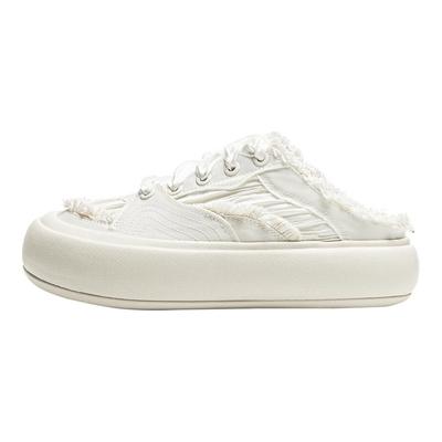 Li Ning Puff Mule Trendy Sports Slip Resistant Durable Low Top Casual Shoes Women Shoes Off-White AZGU072-1
