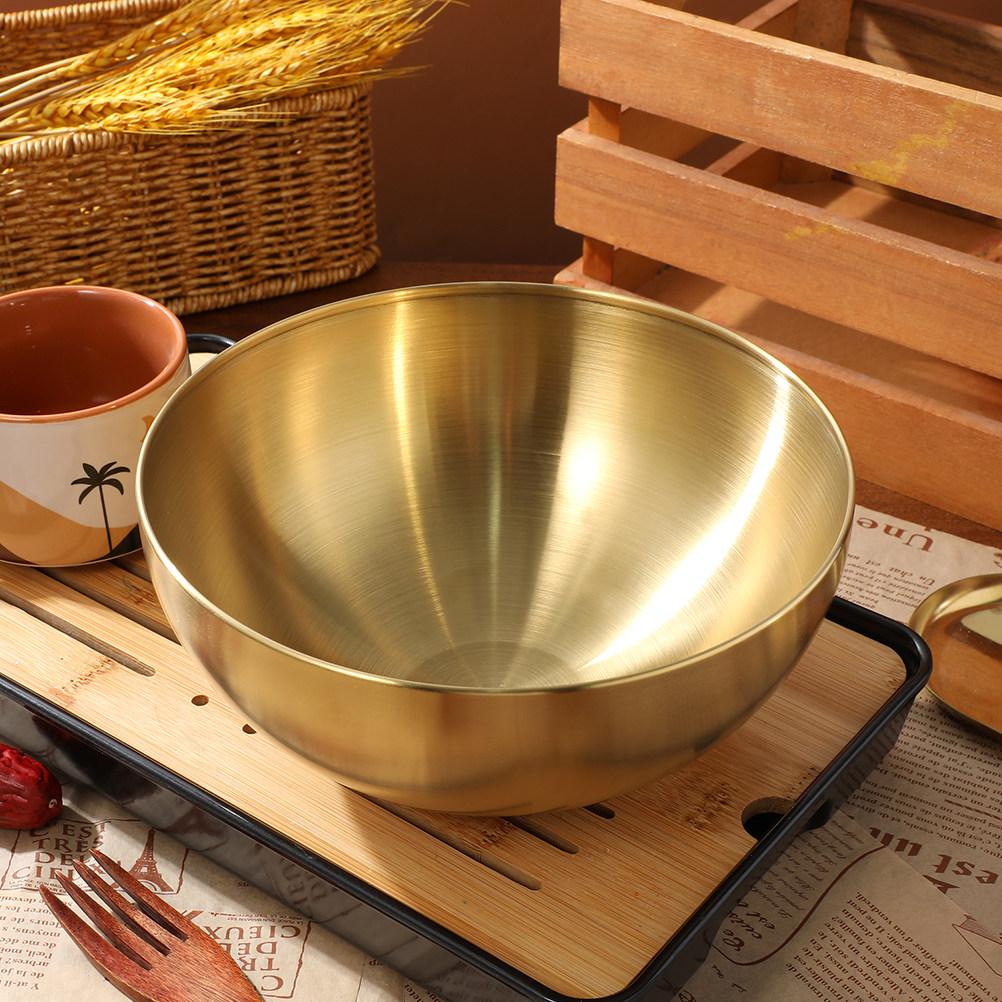 2Pcs Stainless Steel Salad Bowls Korean Kitchen Multi-Purpose Large Serving Ramen Soup Bowls 20Cm Insulated Serving Bowl