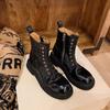 Grape Mother Washed Horse Leather Version~ Retro Thick-soled Eight-hole Side Zipper Locomotive Martin Boots Women's Short Boots