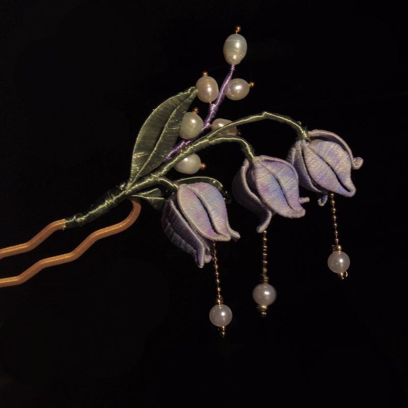 Antique Lily Of The Valley Wrapped Hairpin Finished Hanfu Retro Hair Accessories Hairpin Classical Earrings Set Earrings Accessories