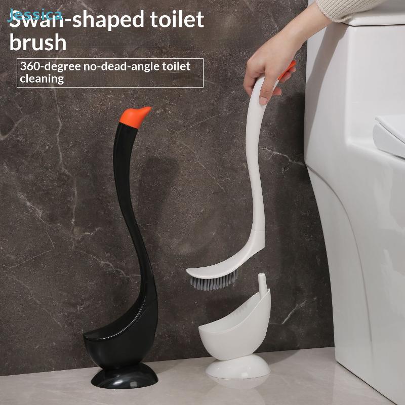 Swan-Shaped Toilet Brush With Holder - 360° No-Dead-Angle Silicone Cleaning Brush For Bathroom