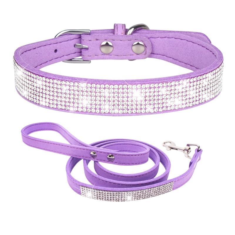2 Stück Hundehalsband Kordelzug Seil Set Kristall Bling für Strassstein Verstellbares Band Welpe für Katzen Halsbänder Hals Hals St