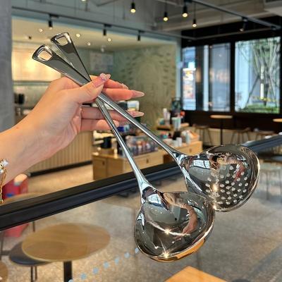 Trwałe nabierki do zupy ze stali nierdzewnej, łyżki kuchenne z długim uchwytem do użytku w hot potach i restauracjach rodzinnych, łatwe do czyszczenia przybory kuchenne
