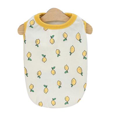 Dog Vest Lemon Pattern Comfortable Lovely Breathable Cotton Dog Clothing Pet Outfit for Summer Beige S