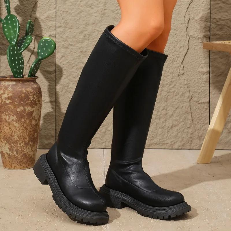 

Модная женская обувь 2024 горячая распродажа женские ботинки на молнии сзади модные с круглым носком современные ботинки женские зимние больших размеров однотонные ботфорты 42 чёрный