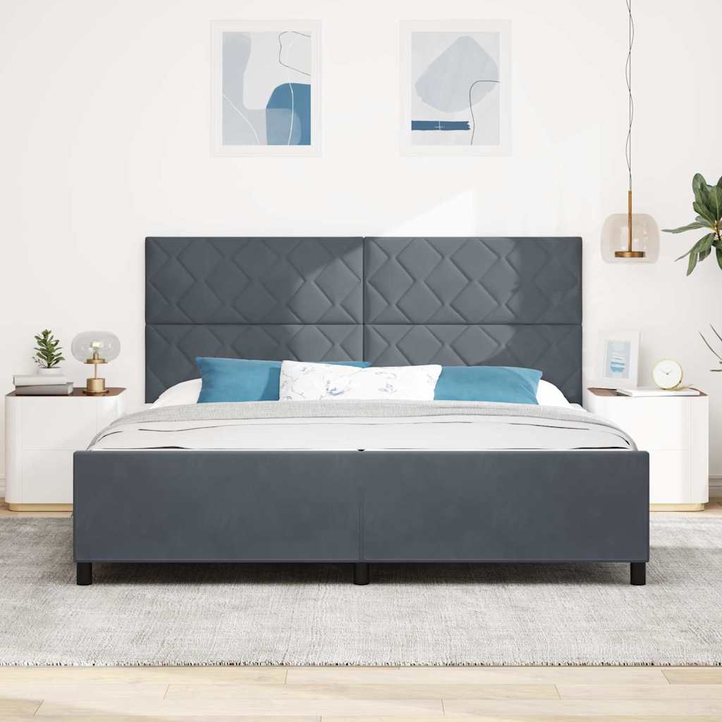 Boxspring Bed with Headboard Dark Grey 200 x 200 cm Velvet